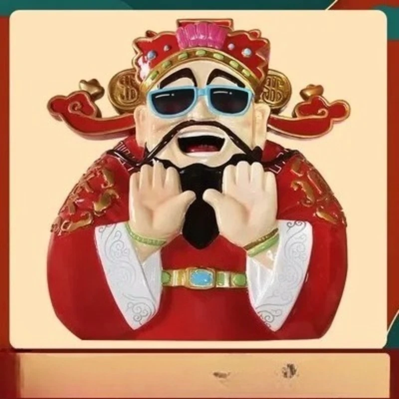 Clock in the tide of the country arranges wall decorations wall cartoons attract wealth high five God of Wealth background wall