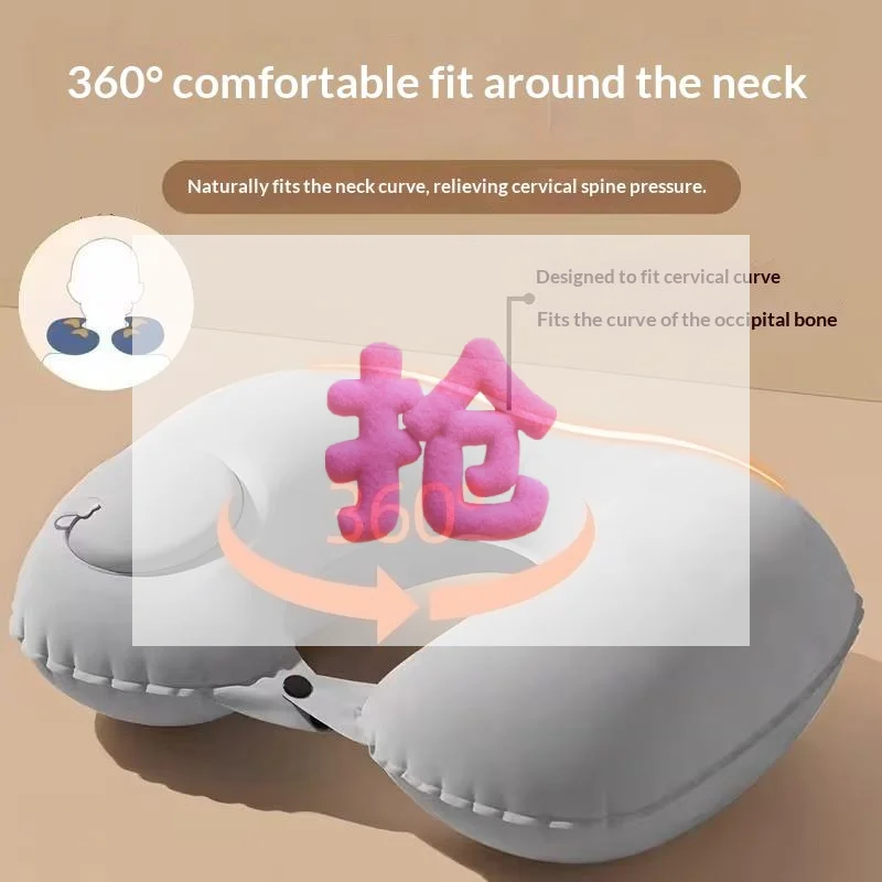 Portable Inflatable Neck Pillow For Travel Neck Support Pillow Soft Foldable Travel Headrest For Flights Cars Trains
