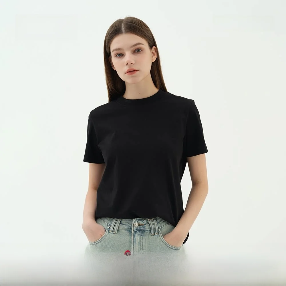 

Женская летняя футболка ZYTA из чистого хлопка с круглым вырезом и коротким рукавом, новая модель, комфортная, дышащая, цветная.