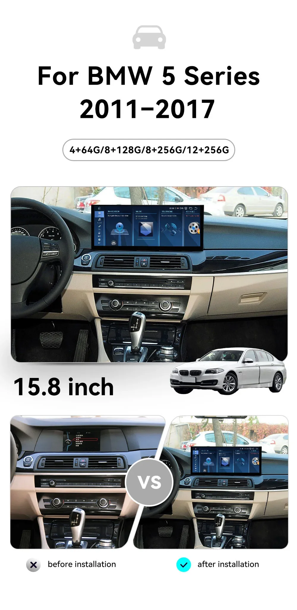 

Ls Android Auto Gps Navigation For Bmw 5 Series F10 2011-2017 Car Radio Stereo Multimedia Player 15.8" Screen Headunit Carplay