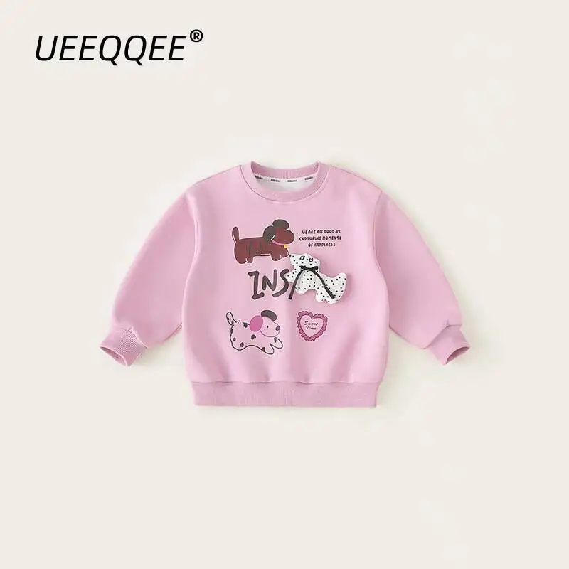 

Весенне-осенние детские толстовки для детей от 5 до 14 лет, повседневный пуловер с надписью собаки и буквами для девочек, корейская детская одежда, новая одежда
