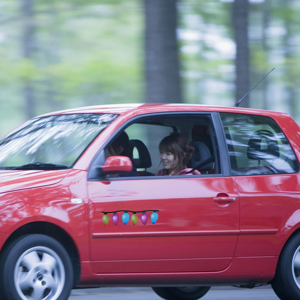 

2Sets Reflective Christmas Car Magnets Light Bulb Shape Decorative Magnetic Stickers for Vehicle Fridge Holiday Decorations