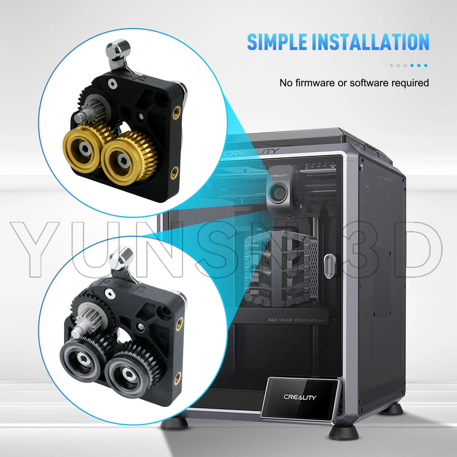 Für Creality K1 / K1 Max Extruder-Zahnrad, verbessertes K1-Zahnrad, Vollmetall-Filamentantrieb, DLC-Beschichtung, zwei Lager, hohe Härte, verschleißfest. – Detail 1