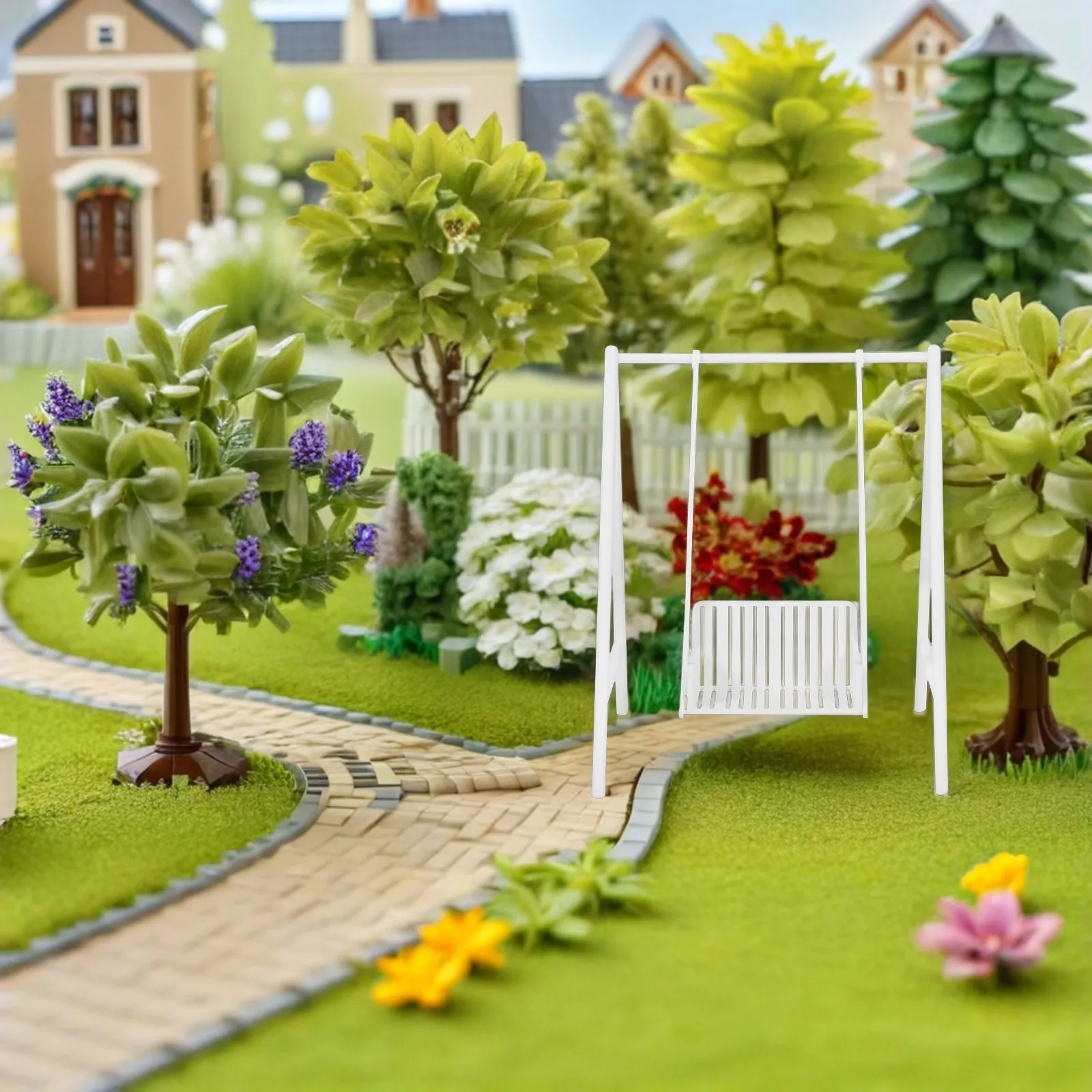 

Миниатюрные садовые качели в масштабе 1:12 для кукольного домика, уличный декор, пластиковое подвесное кресло, очаровательный мини-мебельный декор, предмет интерьера