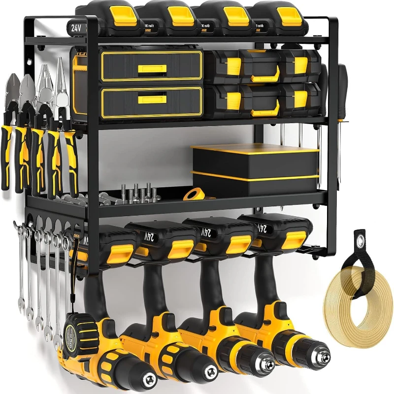 

Four-layer electric drill rack Wall-mounted power tool rack Electric drill storage racks Garage tool display storage