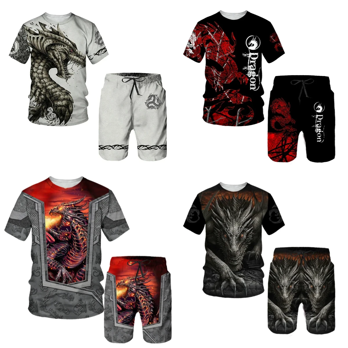 

25-26 Summer Hot-selling Fashion Trend Luxury Suit 3D Printing American Street Breathable Quick-drying T-shirt Shorts Set