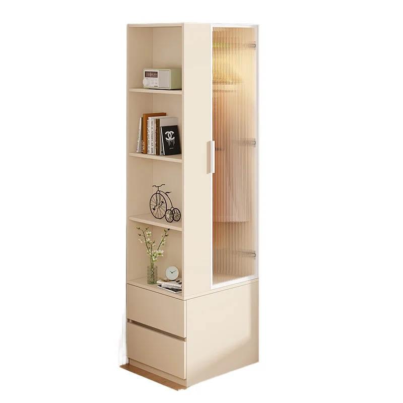 

Cream Wind Corner Coat Rack Storage Cabinet Integrated Bedside Table