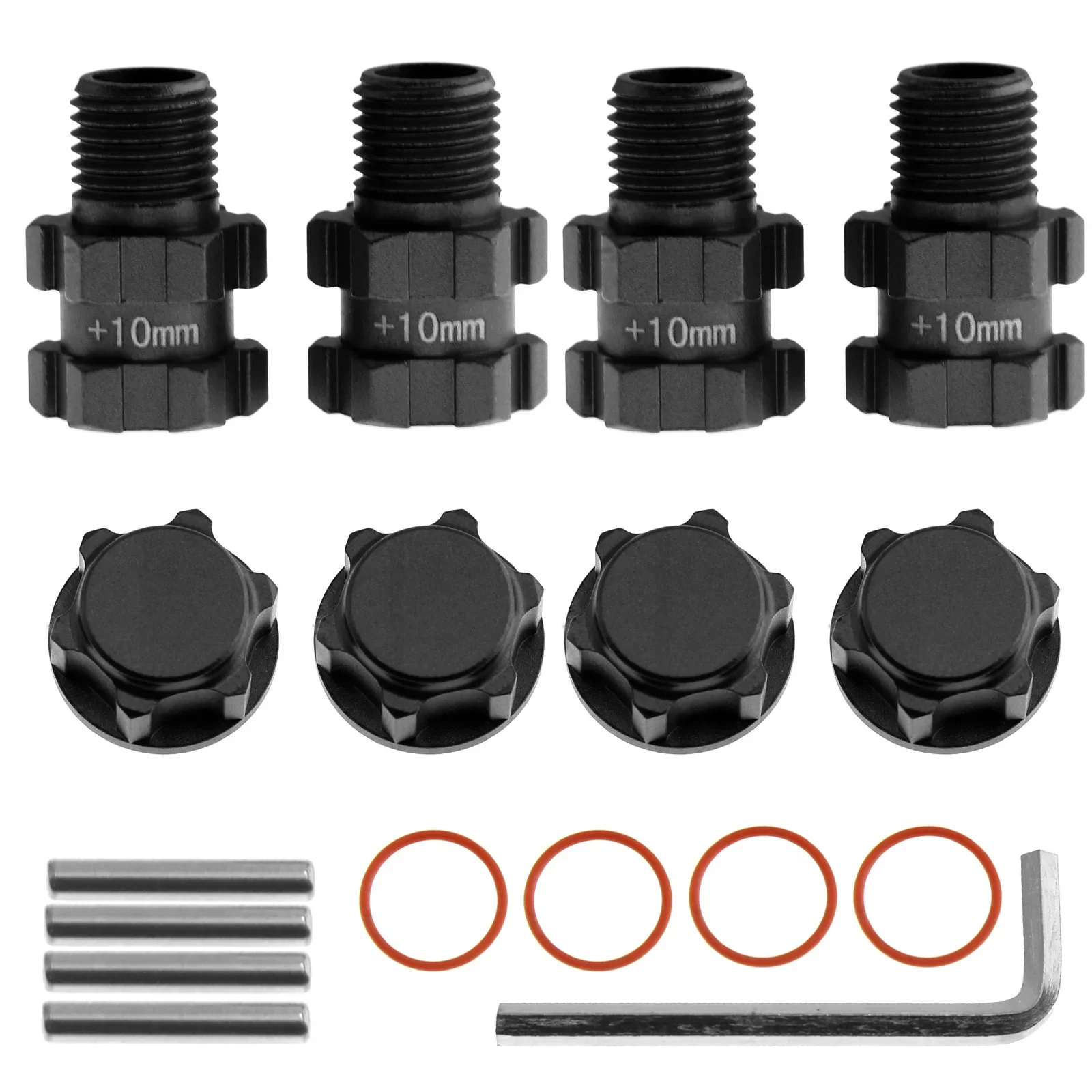 Durable Metal 4Pcs 14mm‑to‑17mm 10mm Widen Wheel Hex Hub Adapter For 1/10 3S RC Truck Arrma Granite Senton Bigrock Typhon