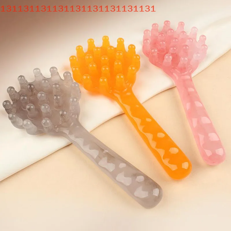 Peine de masaje de mango largo, masajeador de cabeza de resina, raspado meridiano, masaje del cuero cabelludo, acupuntura, Spa, herramienta de terapia de salud corporal para el hogar