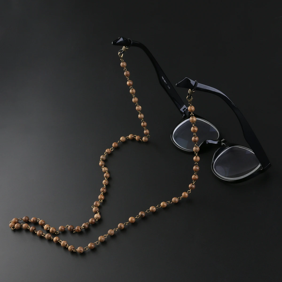 

Wood Bead Sunglasses Holder Snake Style Bead Eyeglasses Chain Elastic Silicone Tip Eyeglass Neck Chain Decoration