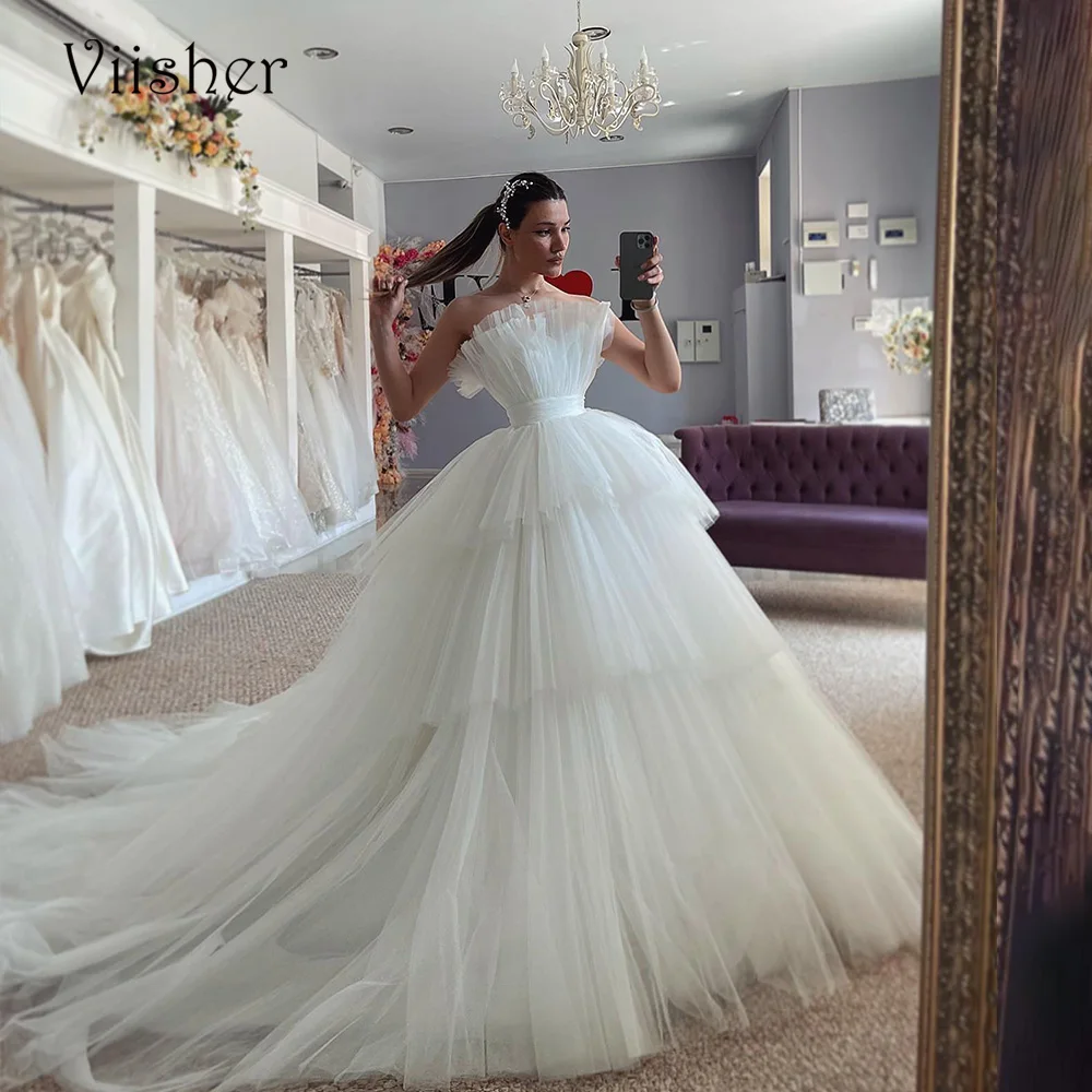 

Viisher White Tulle Princess Wedding Dresses Sweetheart Vintage Church Bridal Gowns 2023 Luxury Long Wedding Dress Customized