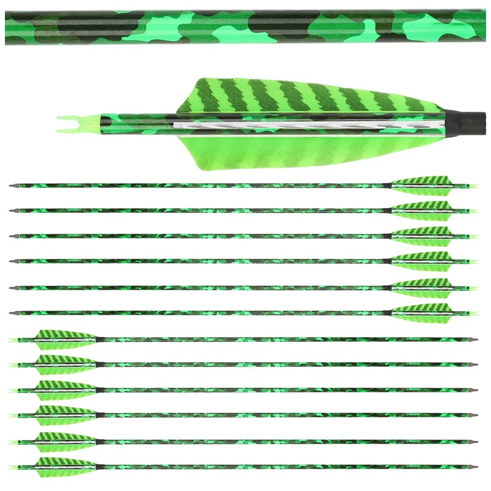 

Carbon Hunting Arrows 6/12pcs SP500 Spine 4 Inch Turkey Feathers ID6.2mm 100 Grain Tips for Recurve Bow Shooting Target Practice