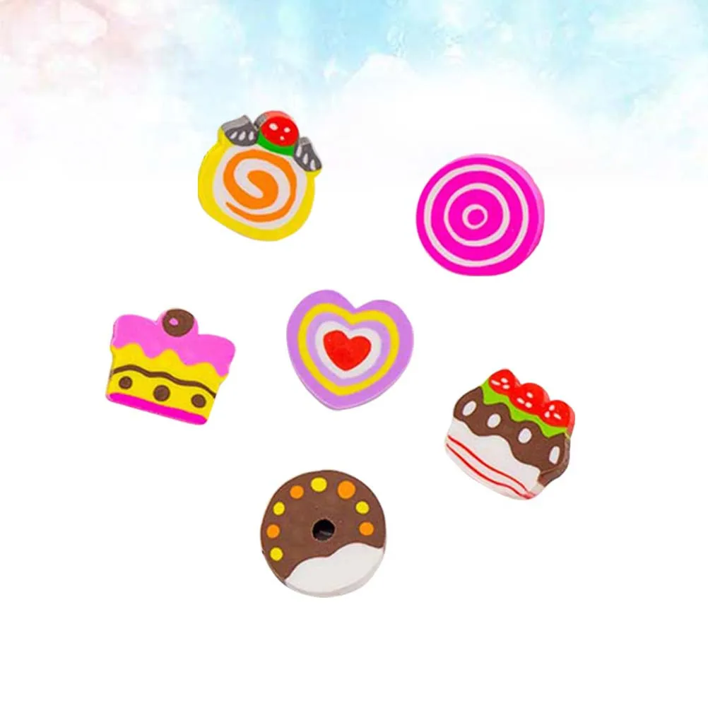 

6Pcs Creative Cake Erasers School Stationery Supplies Gift for Kids Children Students Colorful Lovely Design Eraser