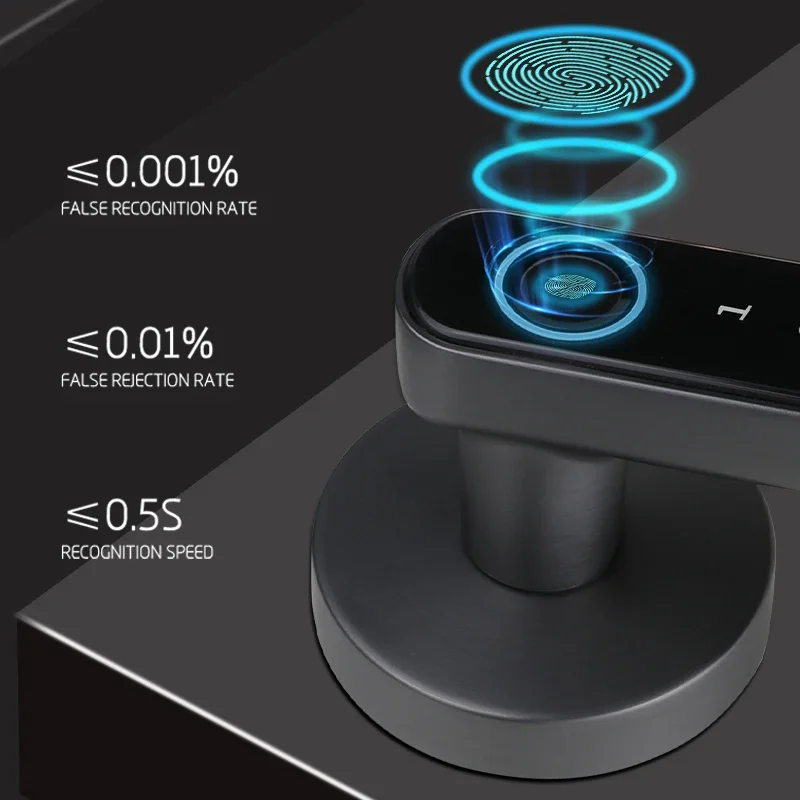 Palanca de manija biométrica electrónica para el hogar, huella dactilar, contraseña, cerradura de puerta inteligente