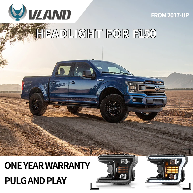 VLAND Car Accessories Head Lamp FOR FORD F150 FULL LED HEADLIGHTS 2018-2020 LED Headlight R57 Cooper DRL LED Projector Beam