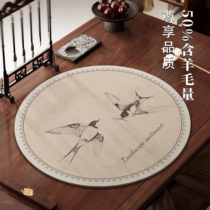 Chinese Calligraphy Mat Round - New Traditional Style Felt Pad for Brush Writing, Painting, Ink Art - Non-Slip Desk Protector