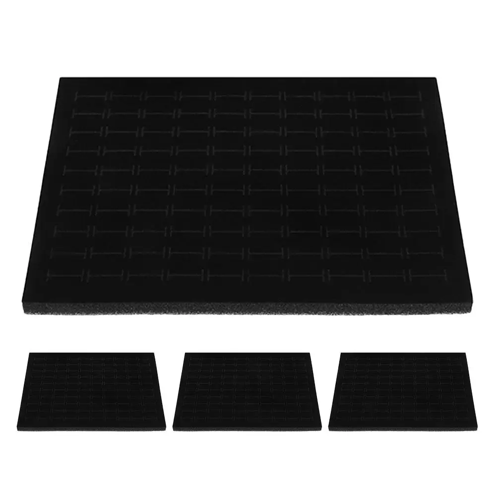 4Pcs Ring Organizer Box Inserts Black Sponge Cushion Protective Display Tray Rings Jewelry Storage Showcase Accessories