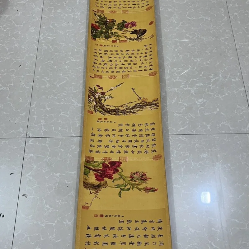 Celebrity Calligraphy and Painting Lang Xining Flower and Bird Scroll Painting Living Room Decorative Painting Chinese Painting