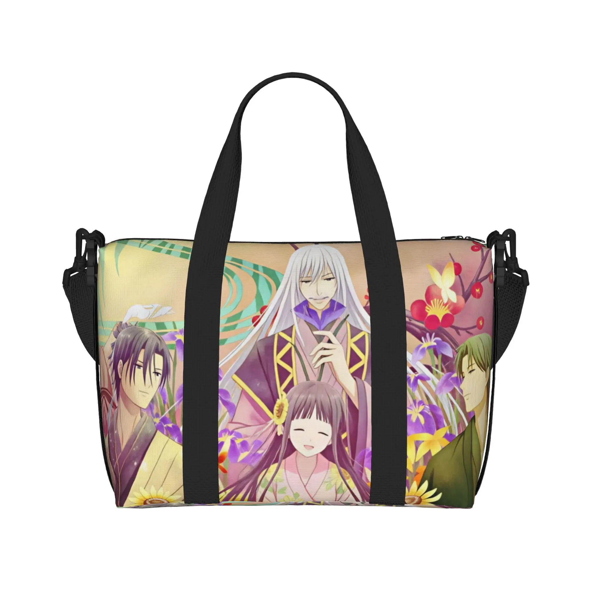 Custom Large Kyo Yuki Sohma D-Fruits B-Basket Tote Bag for Women Anime Tohru Honda Shopping Shoulder Beach Gym Travel Bag