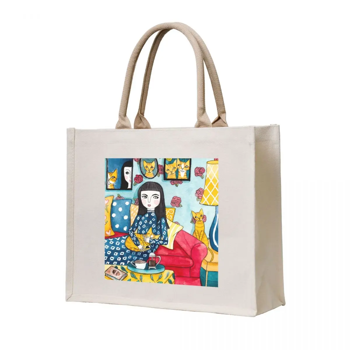 

A Girl and Her Ginger Cats Tote Bag sacs de shopping tote bag men's Canvas shoulder bag