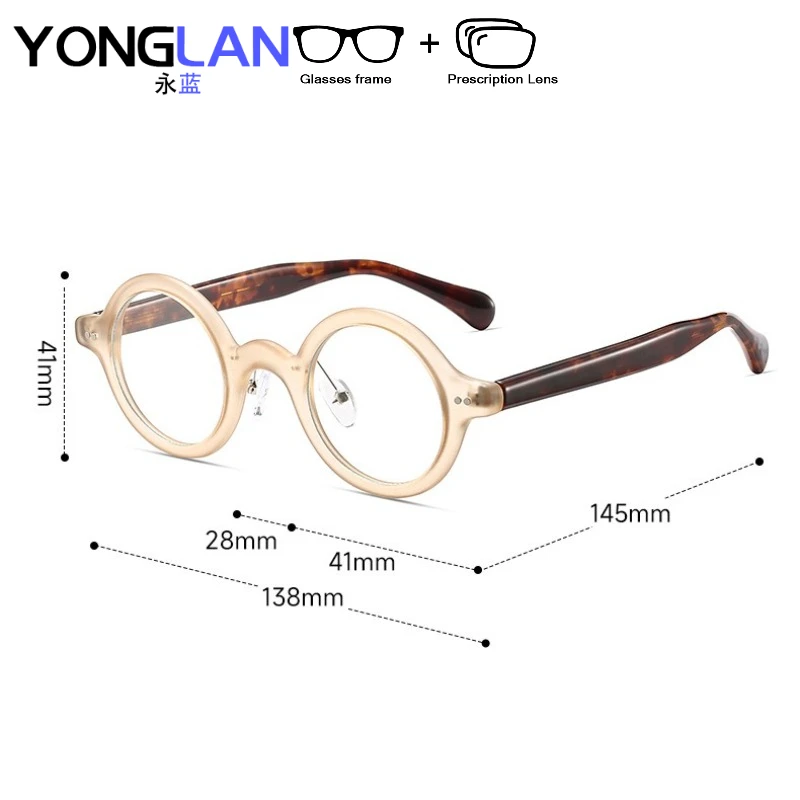 YONGLAN Pretty Stylish TR90 Round Prescription Glassesa Eyeglasses for Women Anti Blue Light Glasses With Myopia Degree