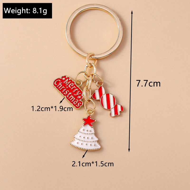 Modischer Weihnachtsbaum-Schneemann-Schlüsselanhänger für Autoschlüssel Festliche Geschenke für Frauen Männer Handtaschenanhänger Schlüsselringe DIY-Accessoires – Detail 7