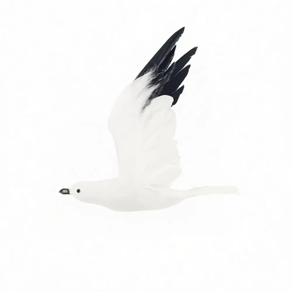 Decorative Feather Seagull Figurine Realistic Bird Statue Garden Forest Style Ornament Indoor Table Display
