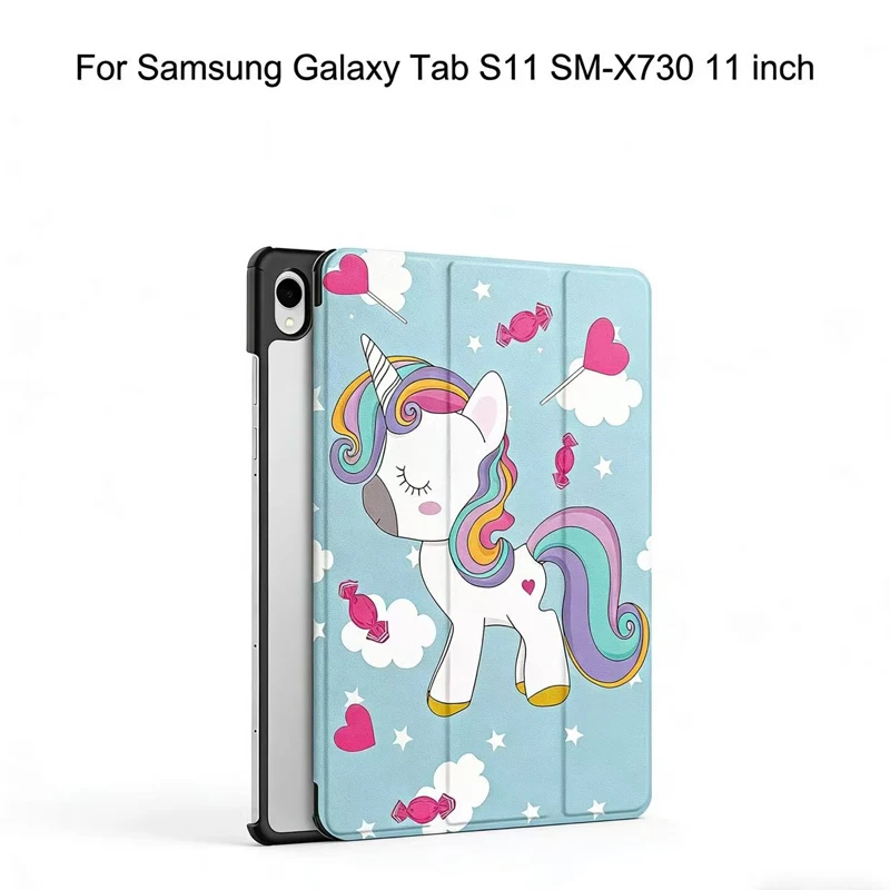 Cover Leather Case For Samsung Galaxy Tab S11 SM-X730 11 inch Tablet Trifold Caster Hard Shell Stand