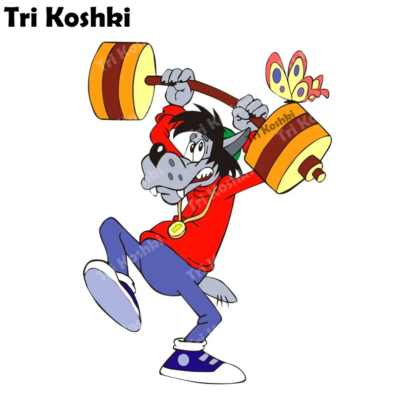 

Tri Koshki KCS681 Sport Cartoon Wolf Wait for It Car Sticker PVC Waterproof Decals Sticker on Car Wall Bumper