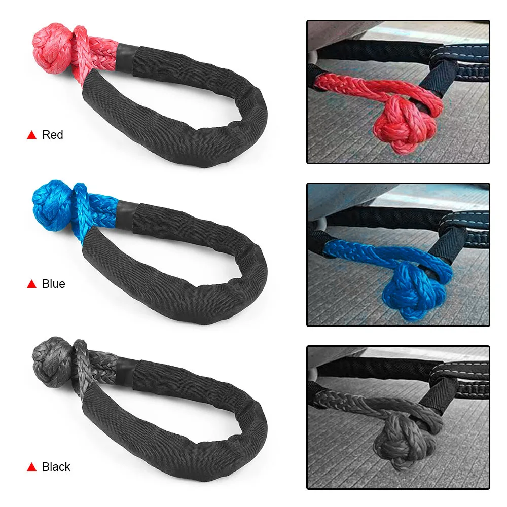 Soft Shackle Atv Utv Tow Trailer Hook 17ton, 37400lbs U Hook Winch Rope Knot Polyethylene Rope Rescue Refitting Self Rescue