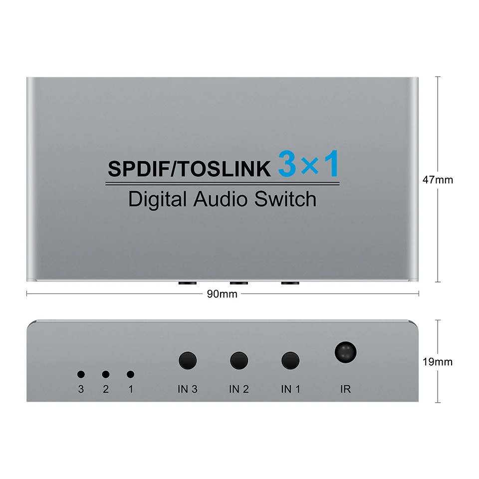 Digital SPDIF/Toslink 3x1 Switch with IR Remote Control Digital Audio SPDIF Toslink Optical Fiber Switcher 3 in 1 Out for PS5