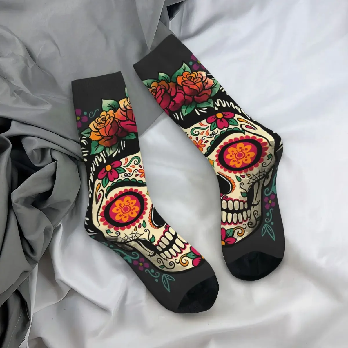 Vintage Frida Calavera Mexican Skull Men\'s Socks Unisex Street Style Seamless Printed Crazy Crew Sock Gift