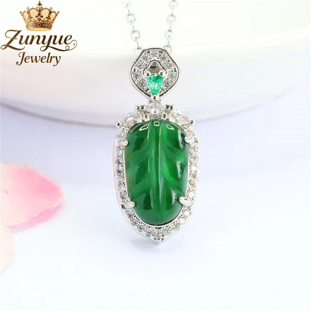 

High-End Natural A-Grade Blue Water Jadeite Leaf Pendant Luxury Quality Jewelry Fashion Jewelry Exquisite Elegant Popular Charms