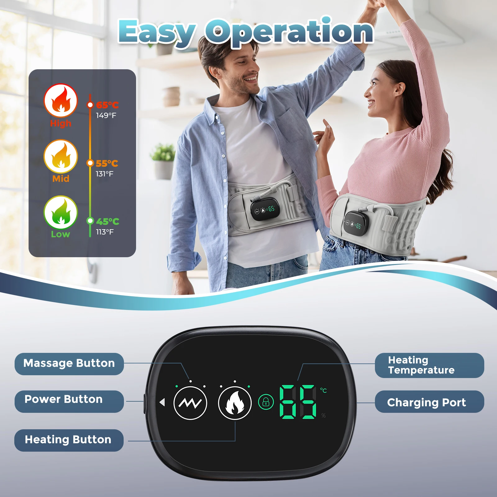 Customizable Inflatable Heating Vibration Massage Belt Waist Support Back Relief Fatigue Airbag Abdomen Massager Back Support