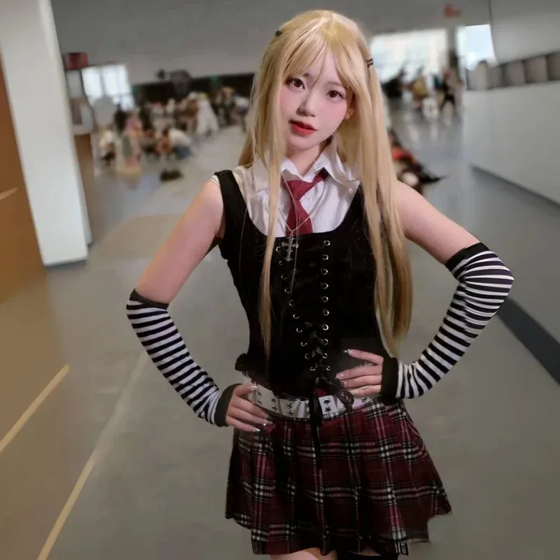 Миса Амане Косплей Дебютное Повседневное Сексуальное Платье Парик Косплей Костюм Субкультура Ожерелье Y2k GothLoli Униформа Хэллоуин Карнавальный Костюм