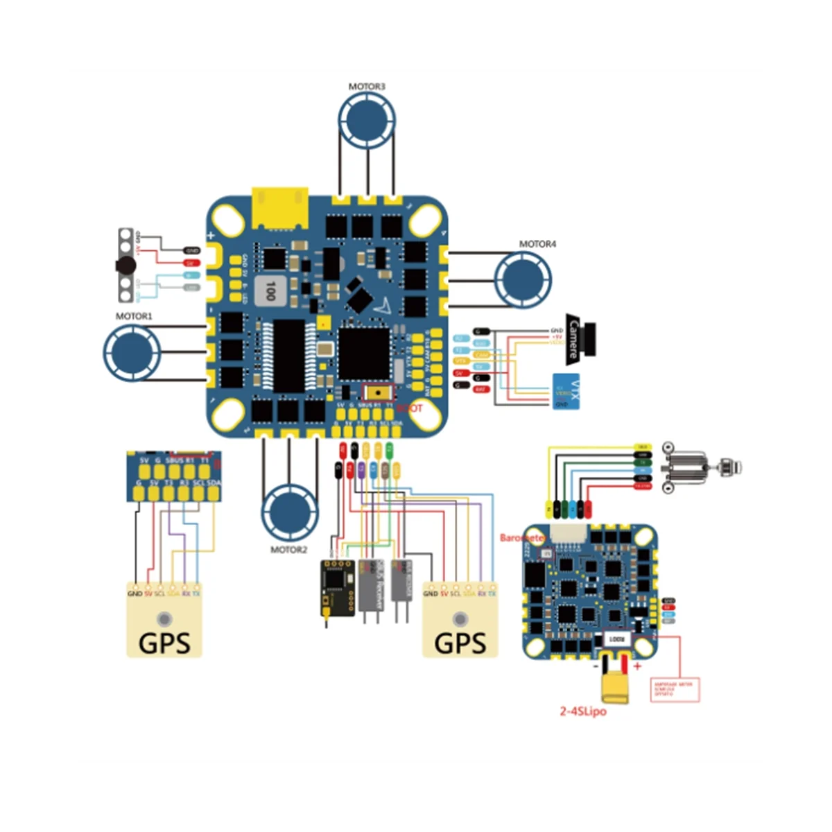 F4126 AIO F411 Baro Controlador de vôo com sensor de corrente BLHELIS 20A/40A 4 em 1 ESC 25,5X25,5mm para FPV Freestyle (B)