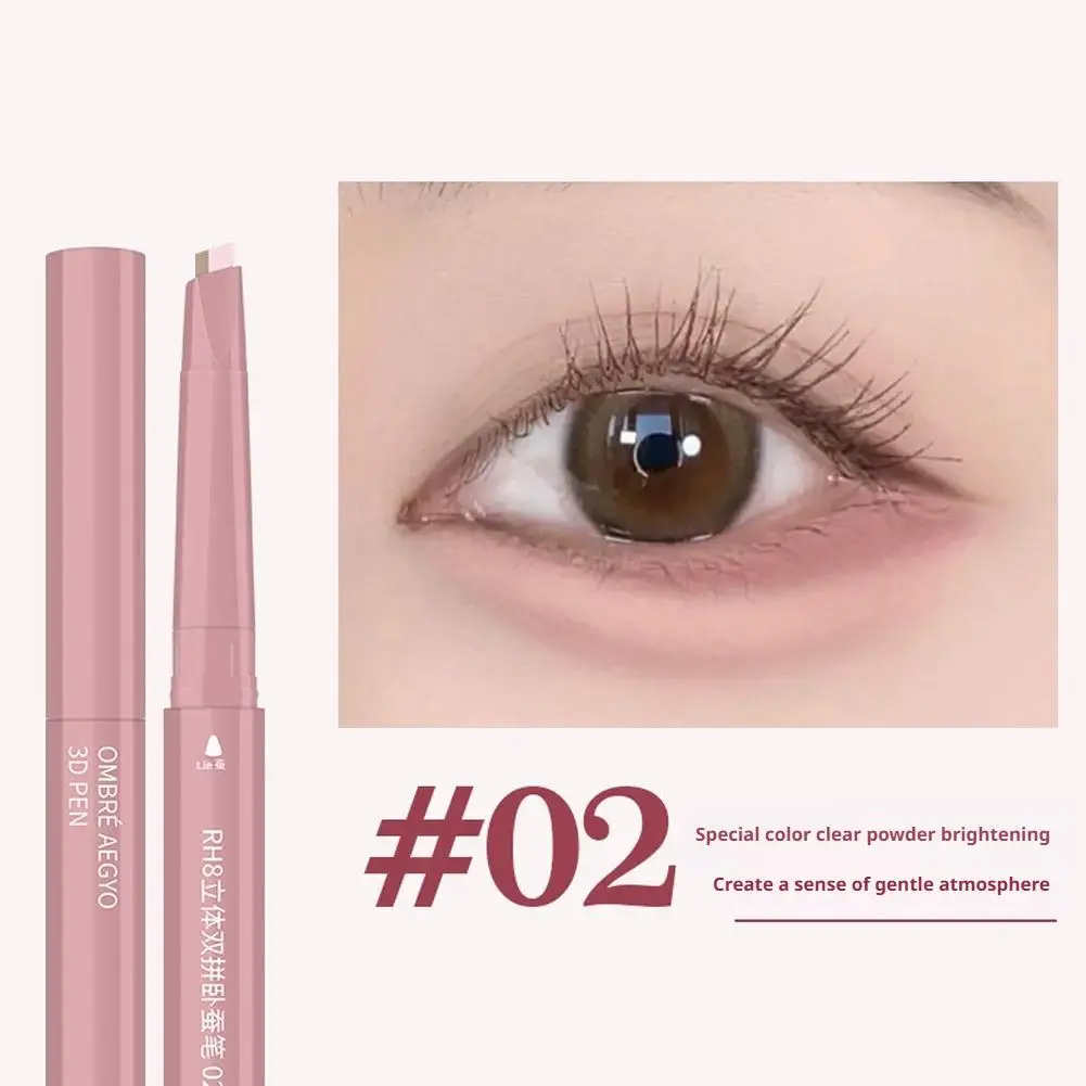 Double Headed Silkworm Pen Glitter Eyeshadow Stick Eyeliner Pen Matte High-gloss Pink Golden Eye Liner Pen 2 In 1 Makeup Tool