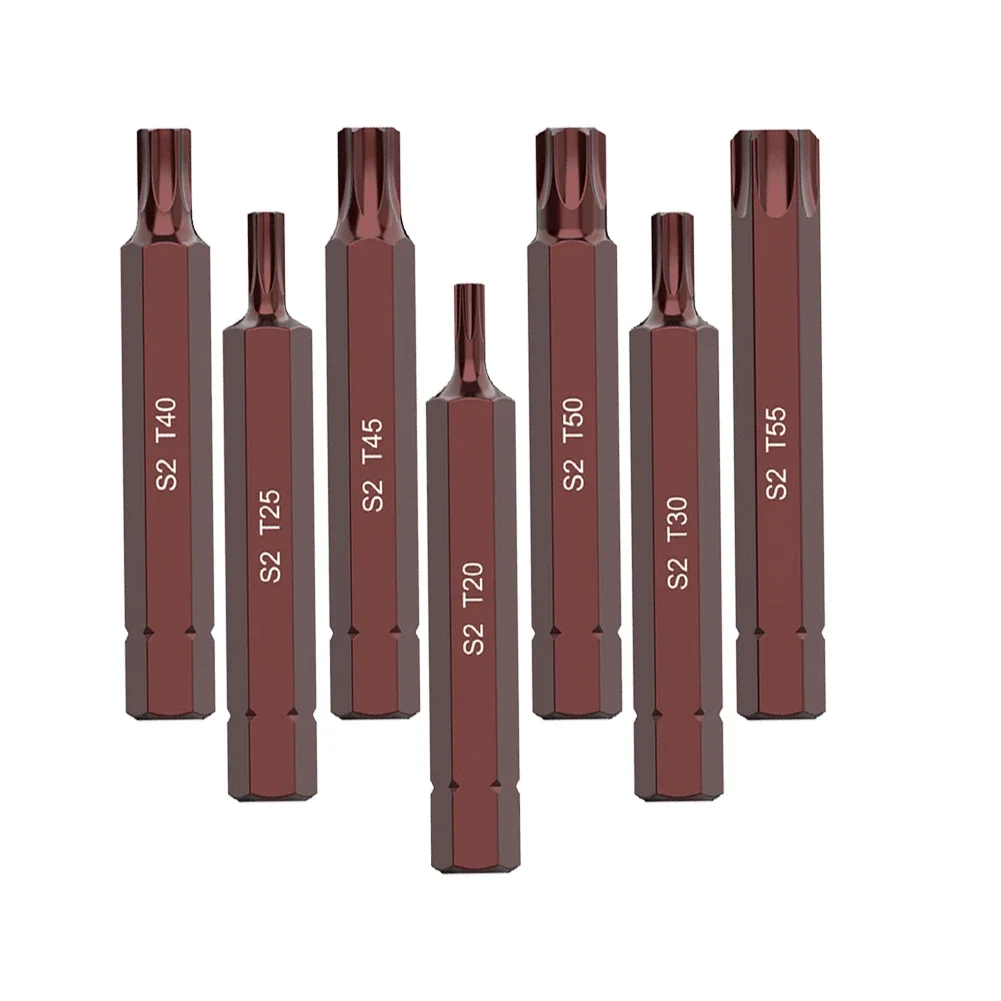 Screwdriver Bits 75mm T20/T25/T30/T40/T45/T50/T55 Torx Electric Screwdriver Bit Strong Magnetism Hex Shank Batch Head Hand Tool