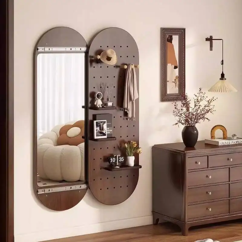 Miroirs esthétiques nordiques, rangement complet du corps, suspendus pour appartements surdimensionnés, miroir de sol européen moderne, meubles Miroir Sur Pied