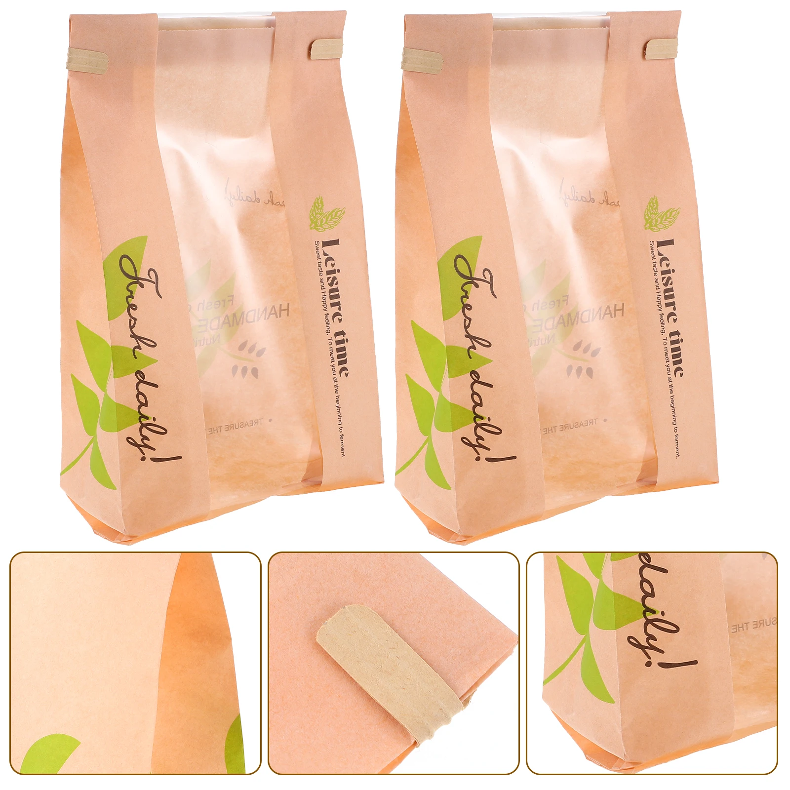 

50pcs Wire Sealed Paper Food Grade Packaging For Bread Cookies Bakery Snacks Self-Sealing Loaf Baking Bags Greaseproof Bread Bag