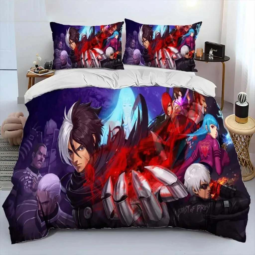 

Game King Of Fighters Retro Bedding Set Boys Girls Twin Queen Size Duvet Cover Pillowcase Bed Kids Adult Home Textileextile