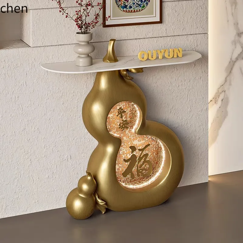 CZ Baifu Gourd Entryway Table Entrance Door Living Room Feng Shui Villa Entryway Cabinet New Chinese Style Entryway Table