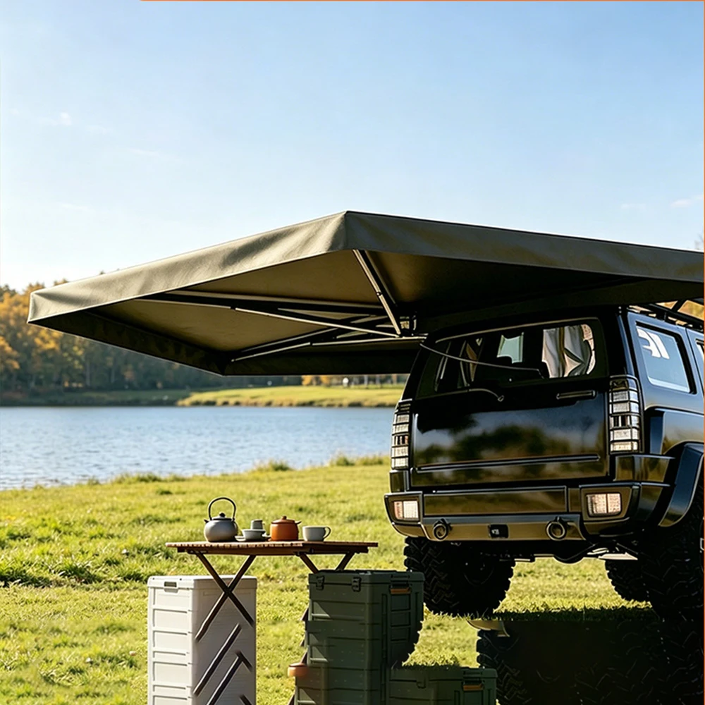 270 degree double pole fast open summer tent car side awning suitable for SUV Oxford cloth fan awning outdoor camping