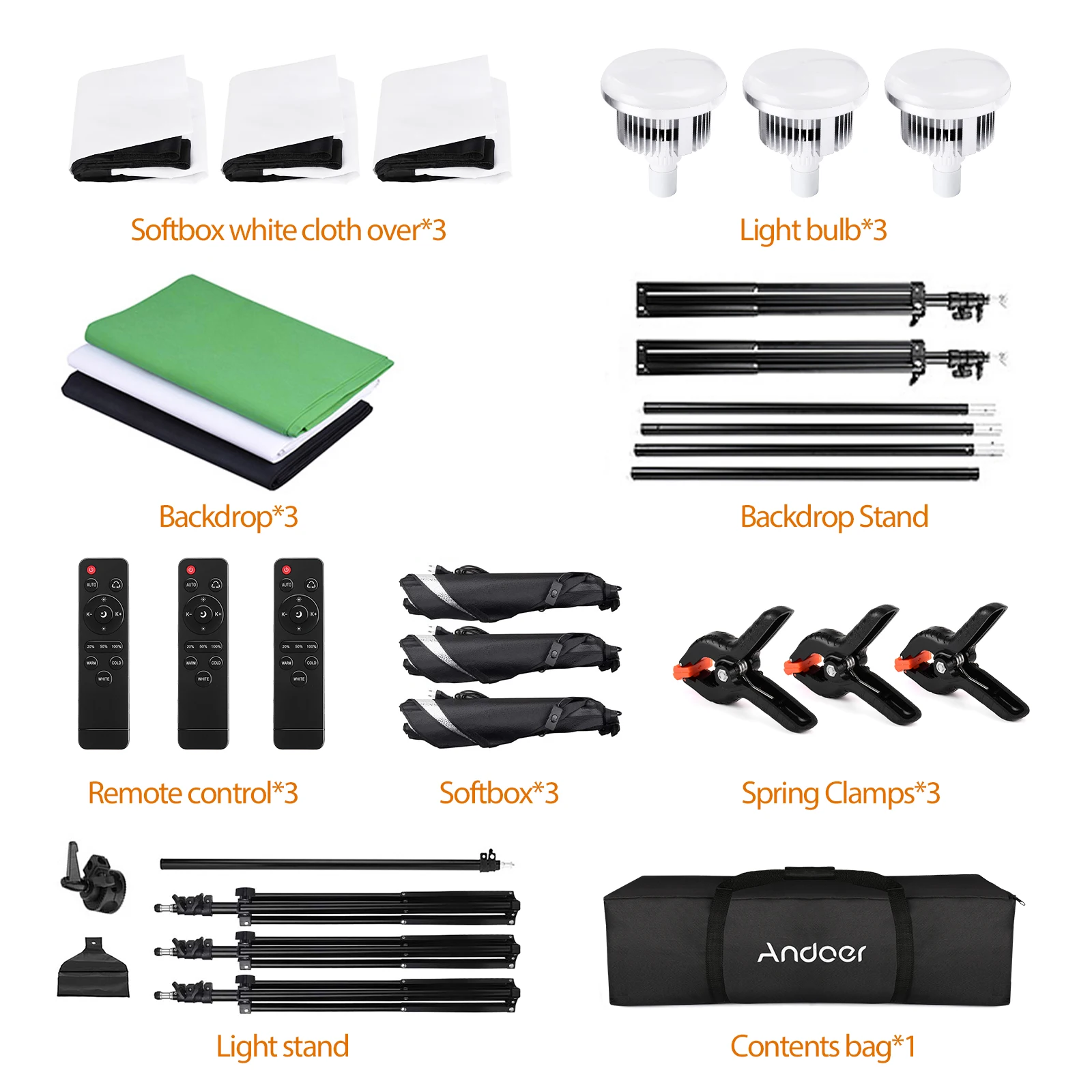 Andoer ชุดไฟสตูดิโอถ่ายภาพ85W, ชุดไฟสตูดิโอสำหรับถ่ายภาพบุคคลในสตูดิโอถ่ายวิดีโอถ่ายทอดสด