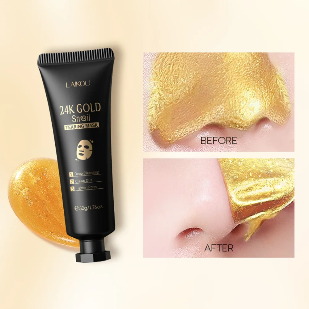 24K Gold Snail Collagen Peeling Facial Mask Skin Care Masque Collagène Coréen Espinillas Black Head Remover Mascara Rosto 50g