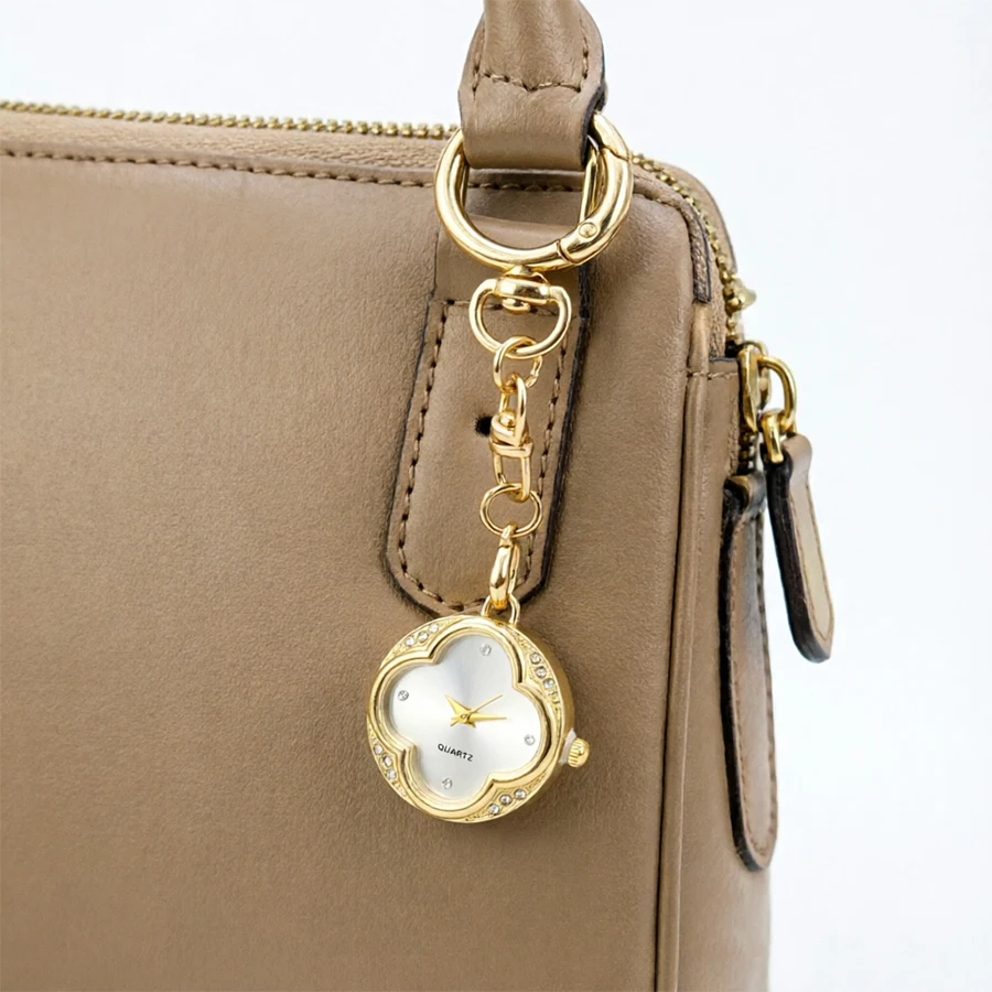 Small Watch for Woman - Four-Leaf Clover Luxury Keychain Watch