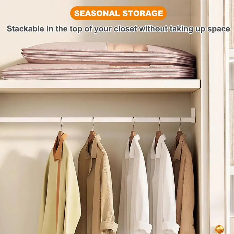 حقيبة ملابس معلقة لتوفير المساحة مع غطاء غبار بسحاب ذاتي الضغط، حقيبة معطف سفلية، منظم ملابس السفر لتخزين الخزانة