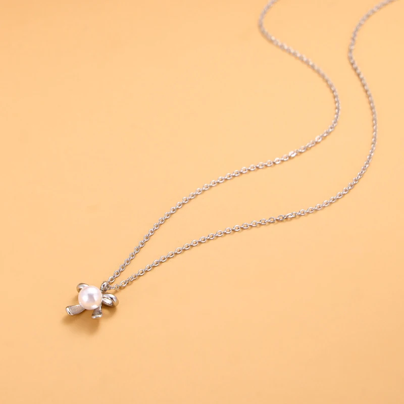 CarlidanaMini satin ribbon bow single pearl necklace Gentle and sweet everyday layered exquisite accessories