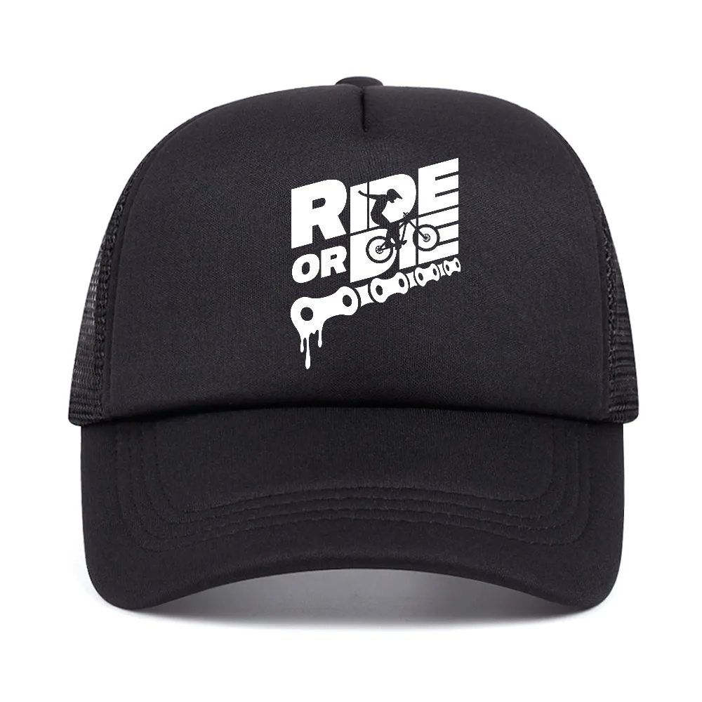 Ride or Die Print Baseball Cap Summer Male Causal Adjustable hat Motorcycle Fashion Streetwear men mesh breathable Trucker hats