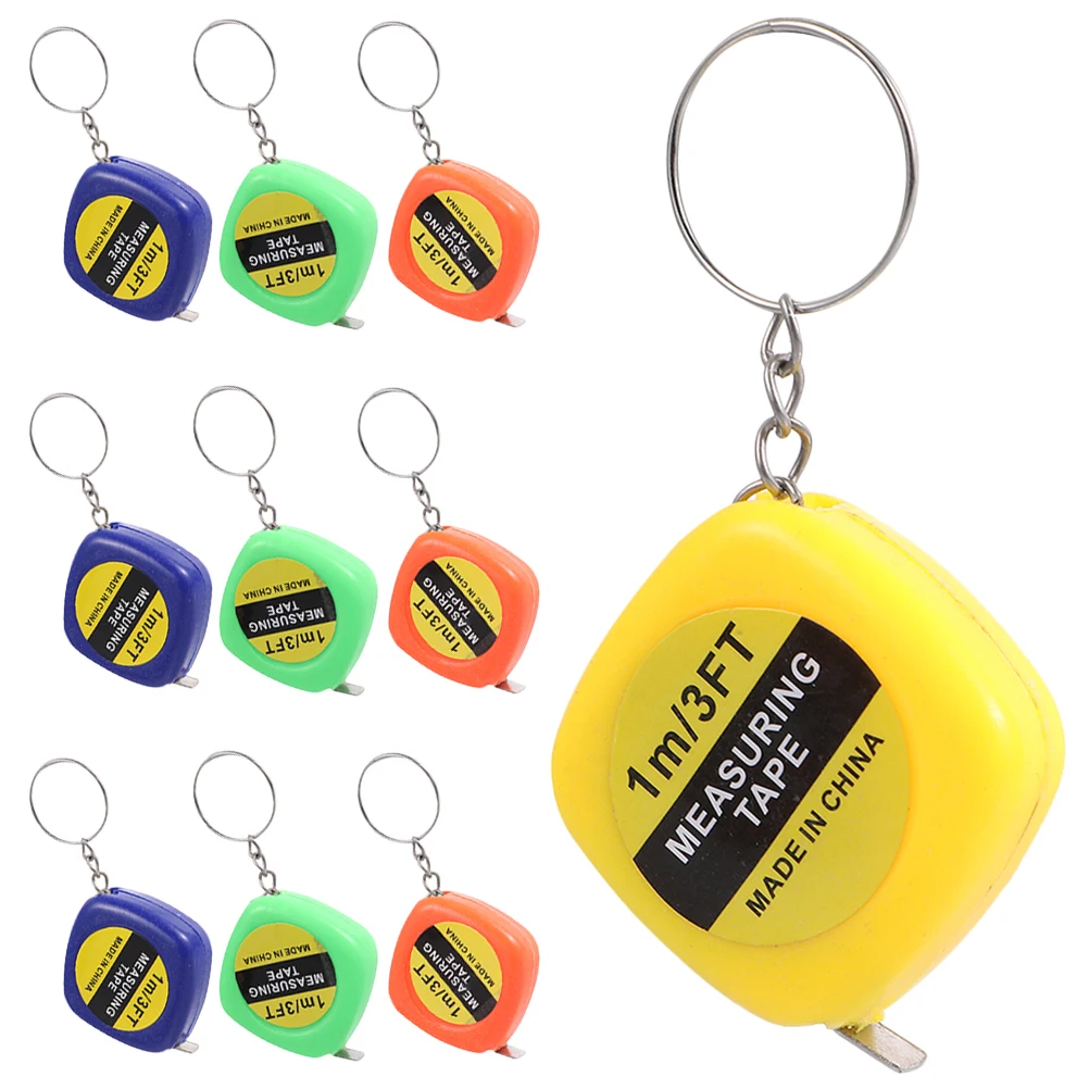 

10pcs Mini Tape Measure Keychain Retractable Metric Portable Measuring Tool For Women Men Small Metal Pocket Ruler Pendant